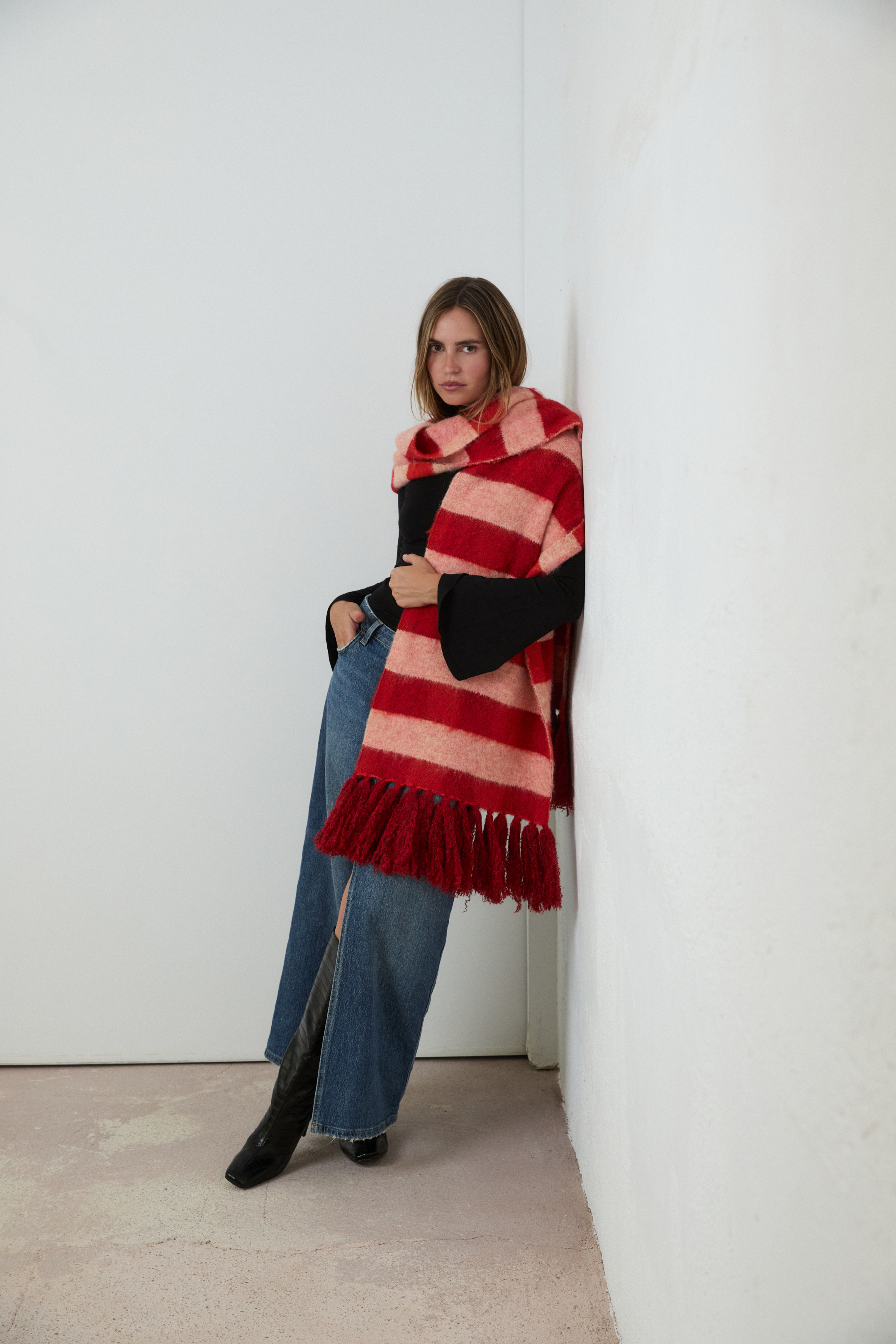 MIM Bufanda UNICA BUFANDA OVA CUADROS ROJOS