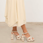 MIM Sandalia de tacón CUBA BEIGE RAYAS
