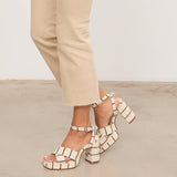 MIM Sandalia de tacón CUBA BEIGE RAYAS