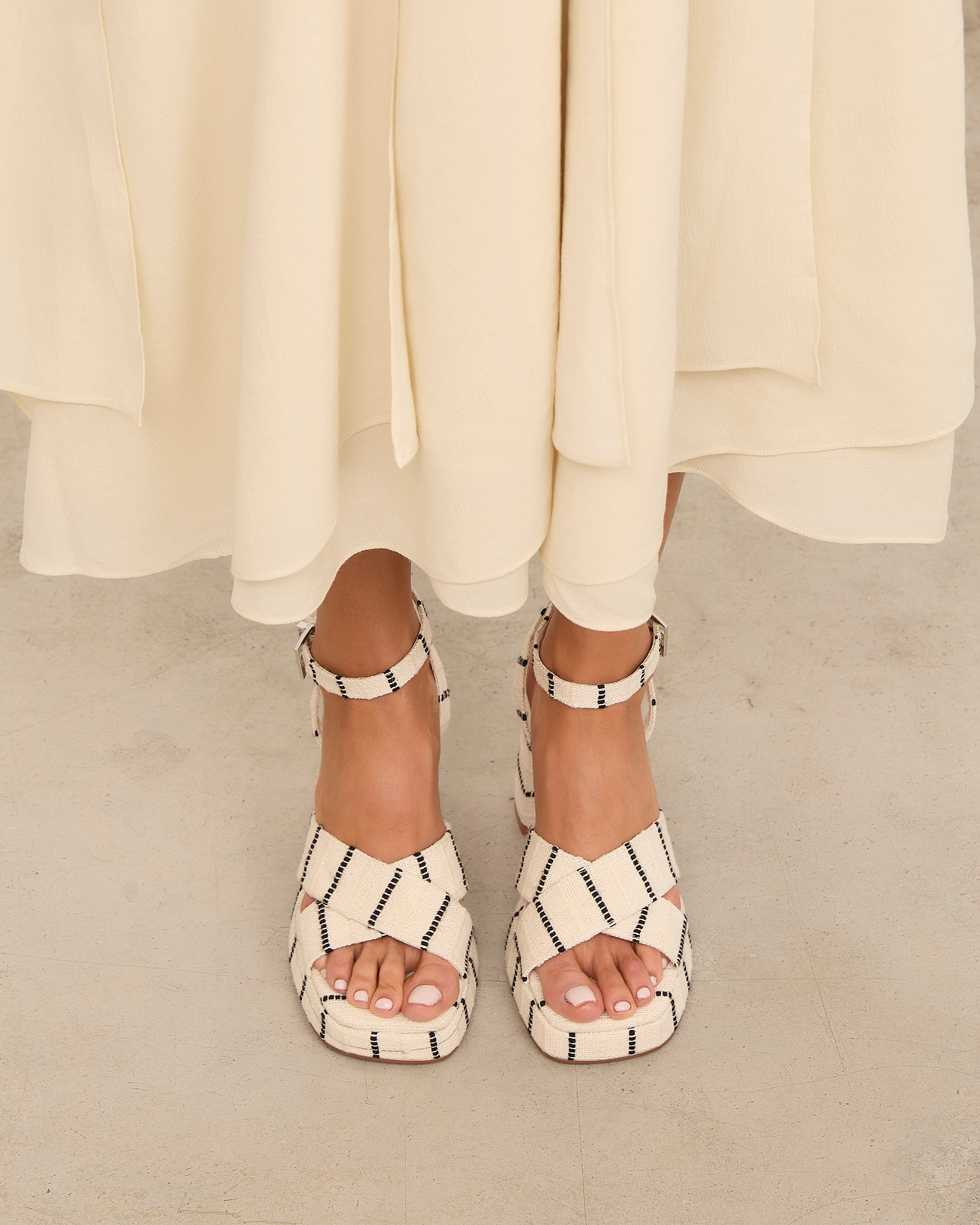 MIM Sandalia de tacón CUBA BEIGE RAYAS