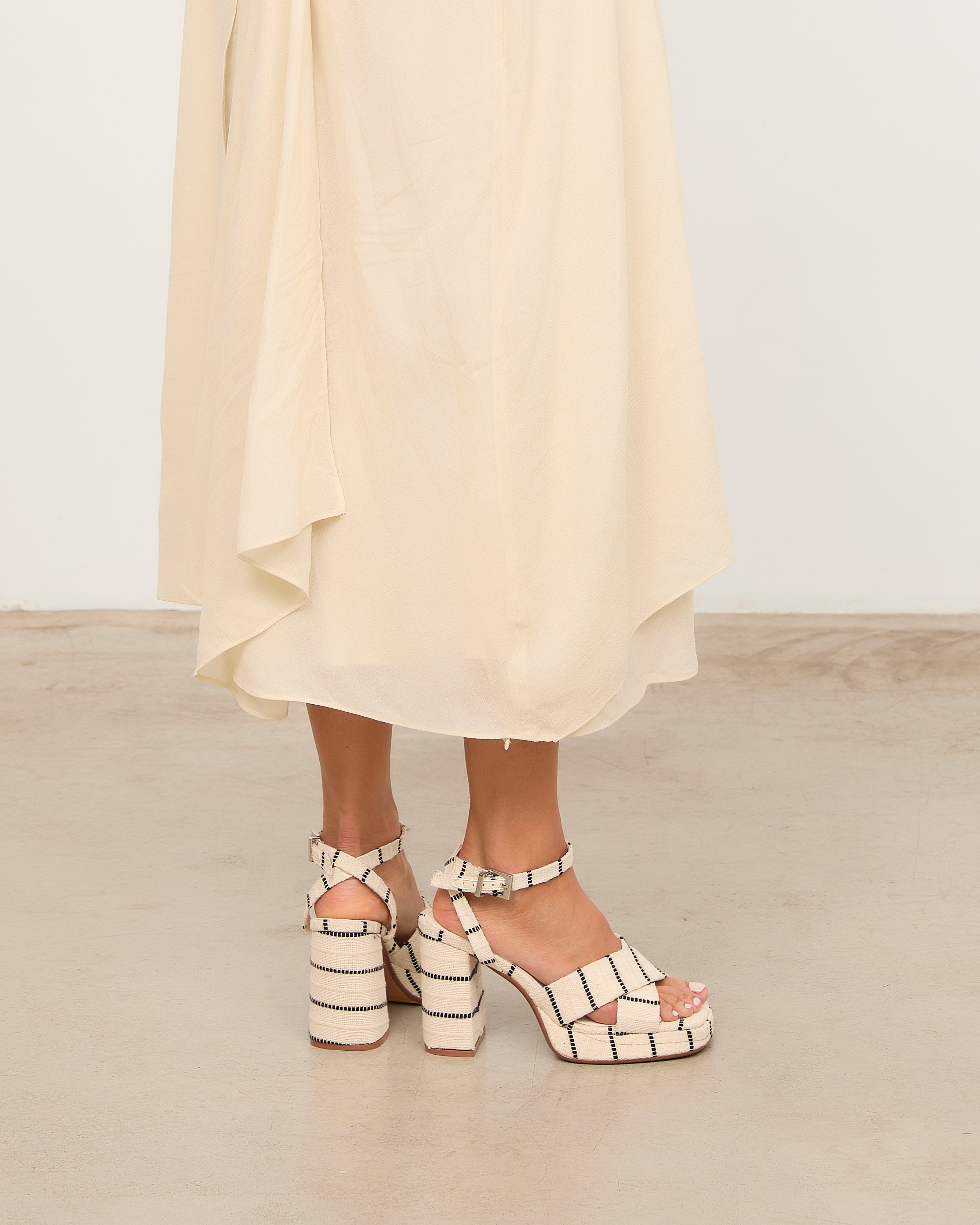 MIM Sandalia de tacón CUBA BEIGE RAYAS