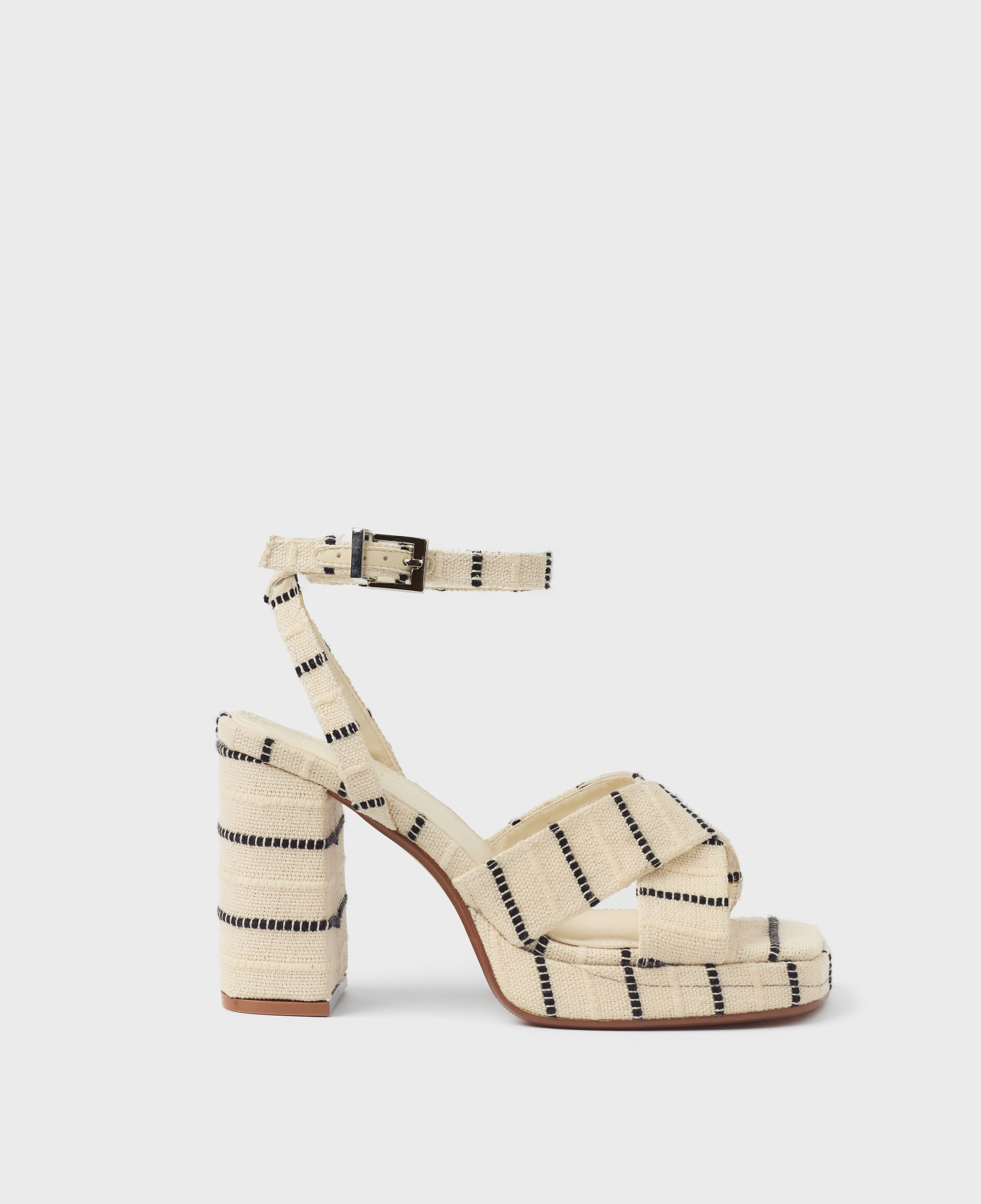 MIM Sandalia de tacón CUBA BEIGE RAYAS