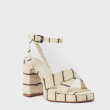 MIM Sandalia de tacón CUBA BEIGE RAYAS
