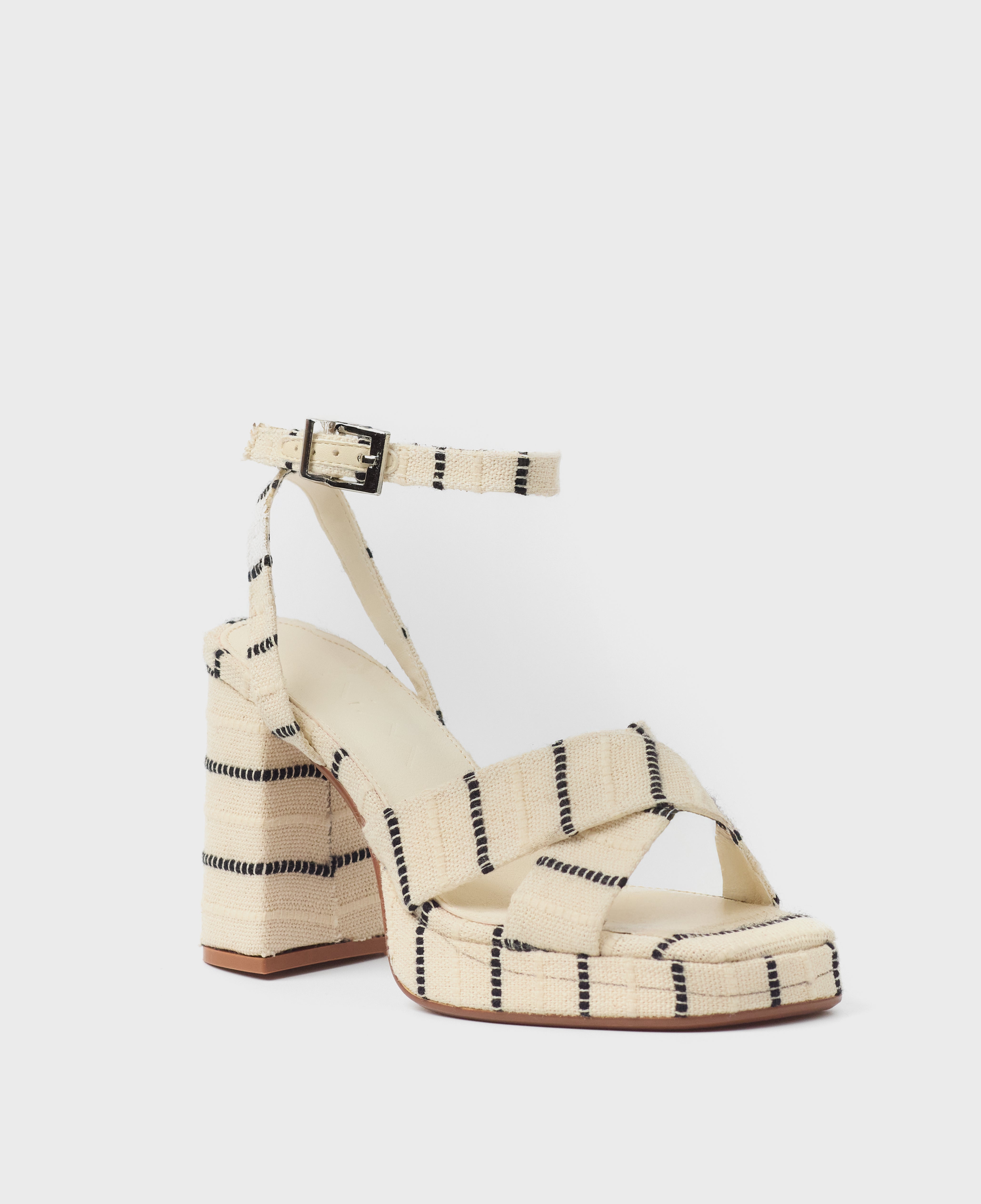 MIM Sandalia de tacón CUBA BEIGE RAYAS