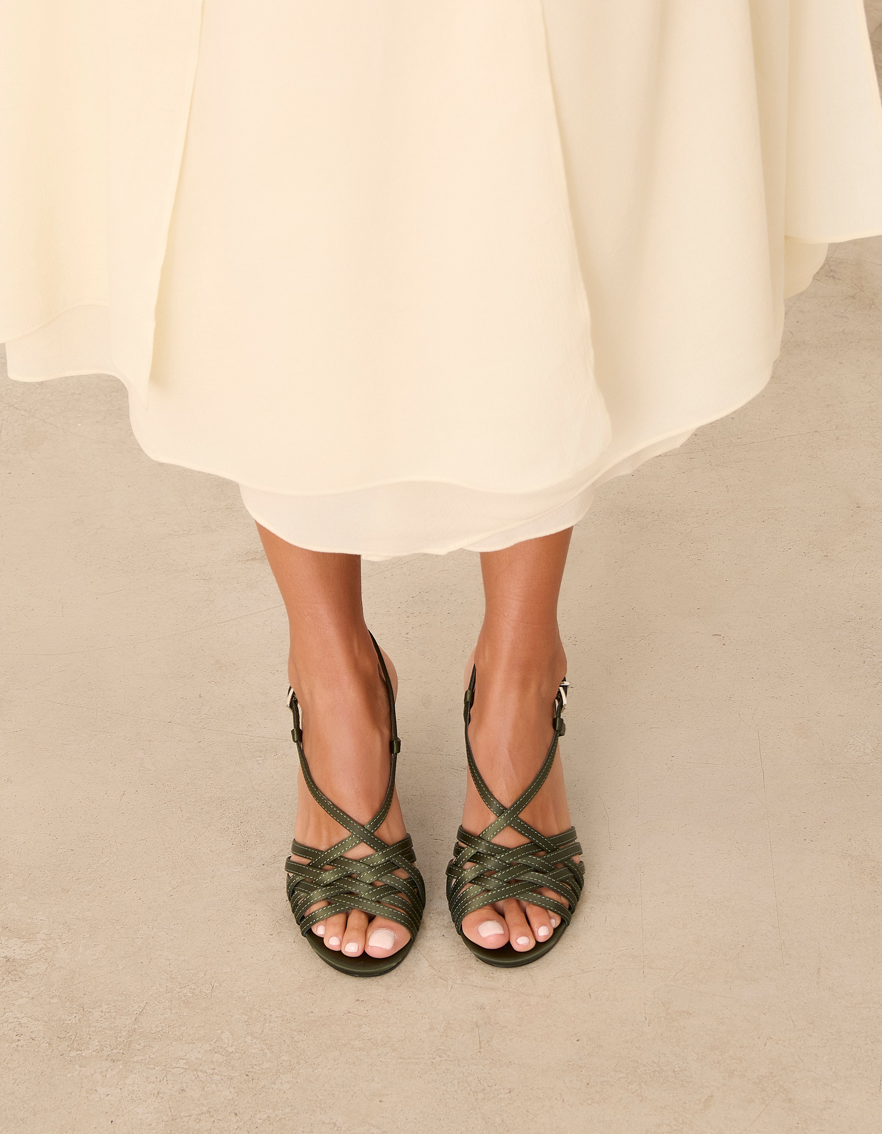 MIM Sandalia de tacón EVE OLIVA SATIN