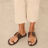 MIM Sandalia plana LOLA CHOCOLATE SNAKE