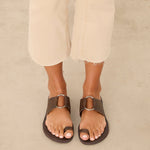 MIM Sandalia plana LOLA CHOCOLATE SNAKE