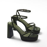 Mim shoes Sandalia de tacón GRETA OLIVA SATIN