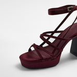 Mim shoes Sandalia de tacón NORI BURDEOS SATIN