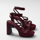 Mim shoes Sandalia de tacón NORI BURDEOS SATIN