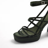 Mim shoes Sandalia de tacón NORI OLIVA SATIN