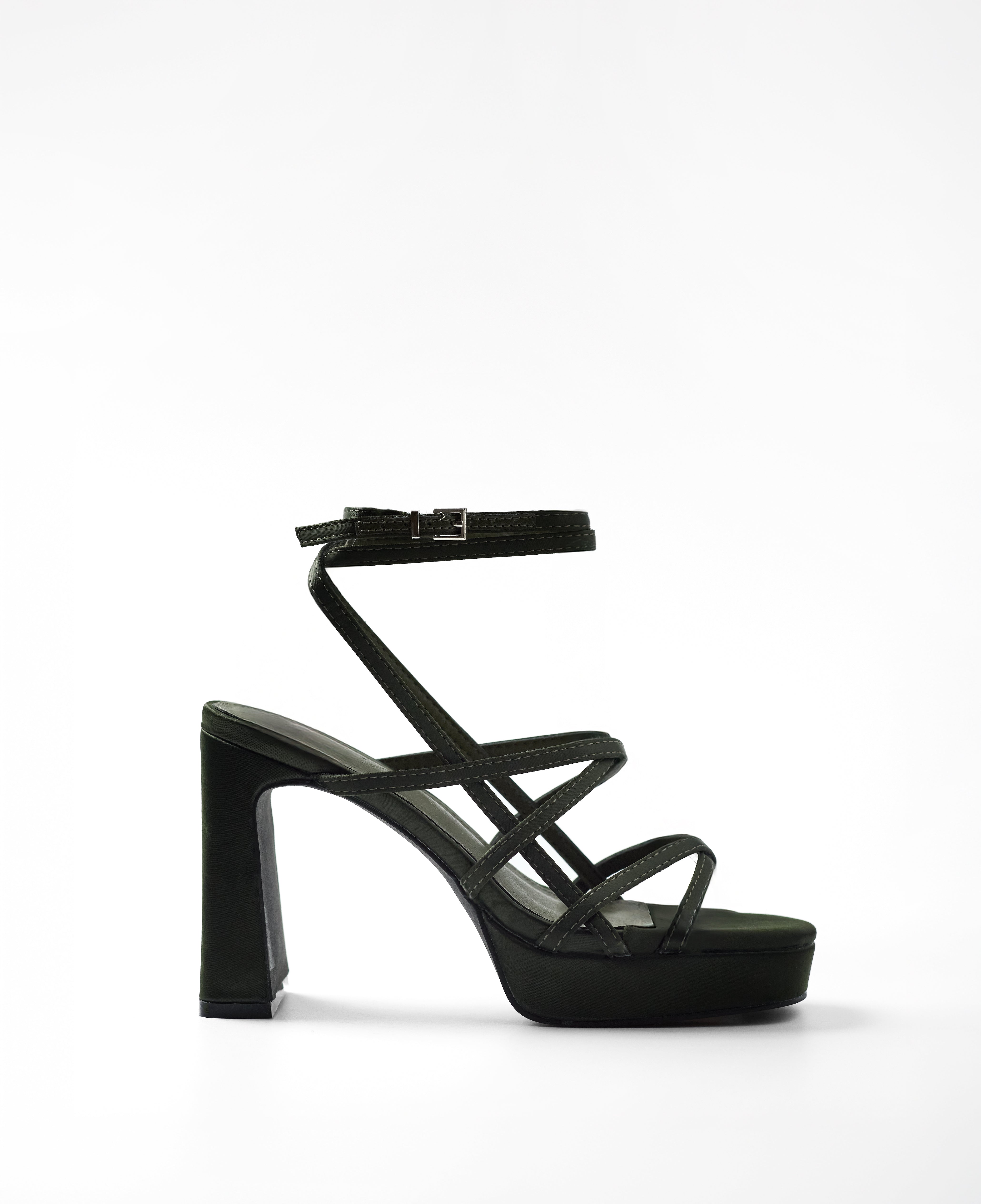 Mim shoes Sandalia de tacón NORI OLIVA SATIN